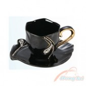 包鑽項鍊咖啡杯盤組(黑)