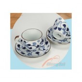 日式手繪咖啡杯盤-藍藤花
